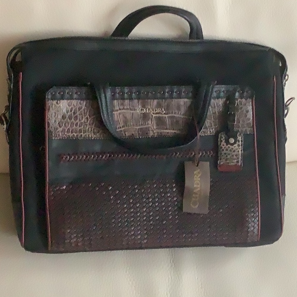 NWT Cuadra Alligator Western attaché briefcase messenger portfolio bag